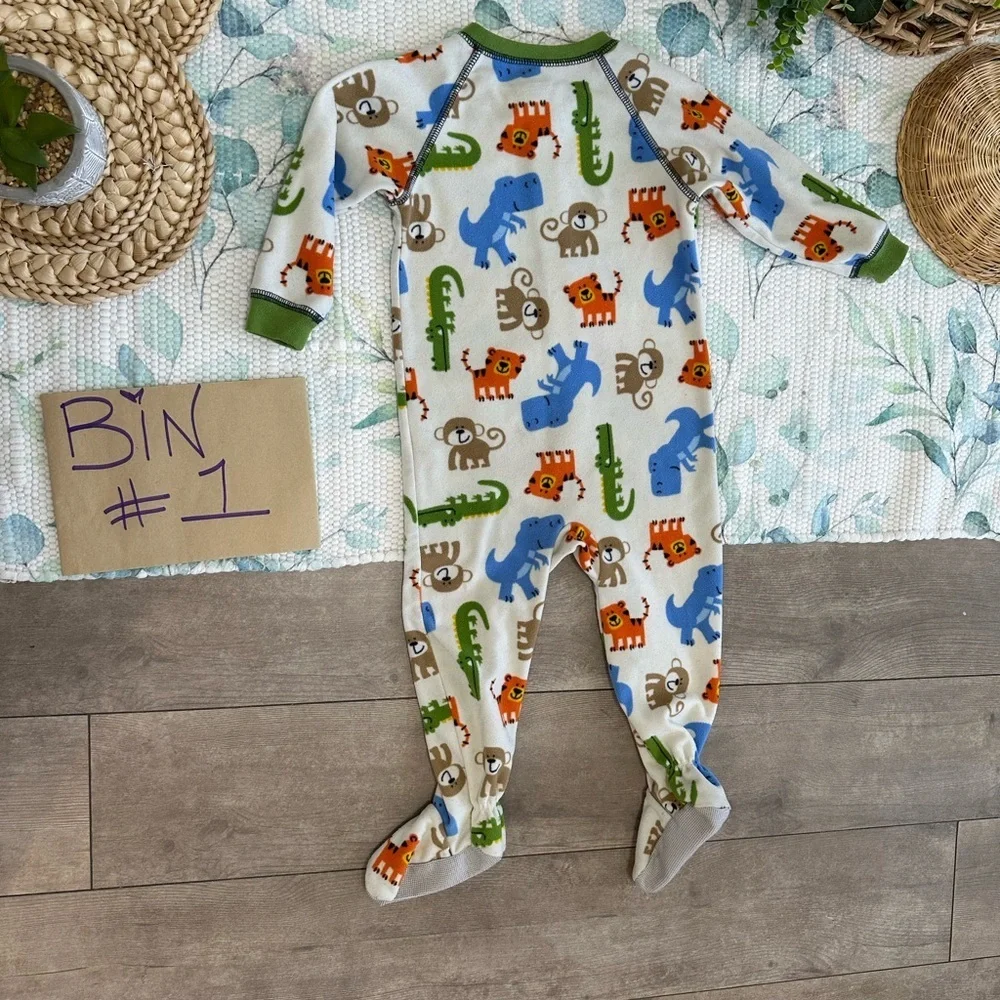 Carter’s Baby Toddler Boy Safari Animal Print Zip Footie One Piece Pajamas 24 M